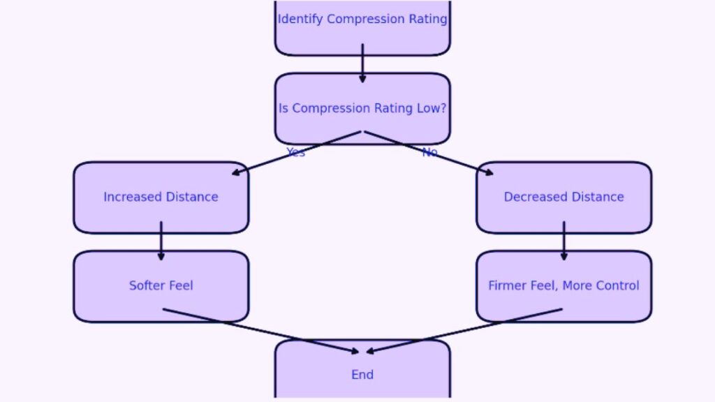 Illustration showing golf ball compression ratings.